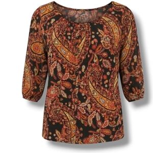 212 Collection Women’s Paisley Print Button-Front Blouse – Size Large